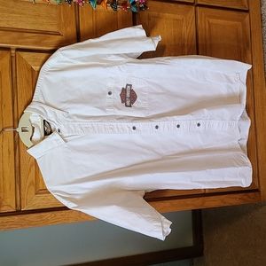 Men's L vintage Harley-Davidson button down off white shirt